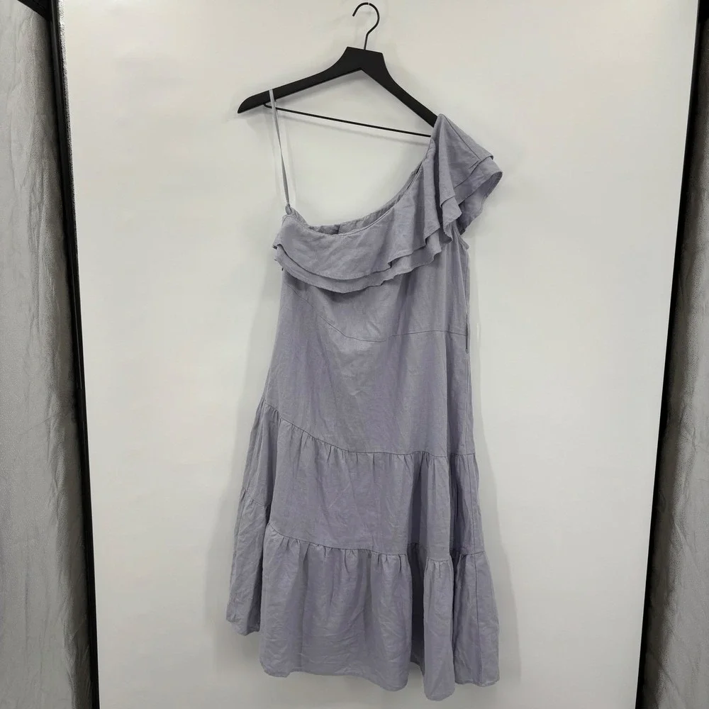 Nicole Miller One Shoulder Linen Dress Womens‎ Medium Periwinkle Kentucky Derby